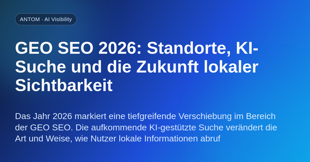 Eine stilisierte Karte mit Pins und Suchbegriffen, die auf lokalen Geschäften basieren, umgeben von KI-Symbolen, die die Zukunft des GEO SEO repräsentieren.
